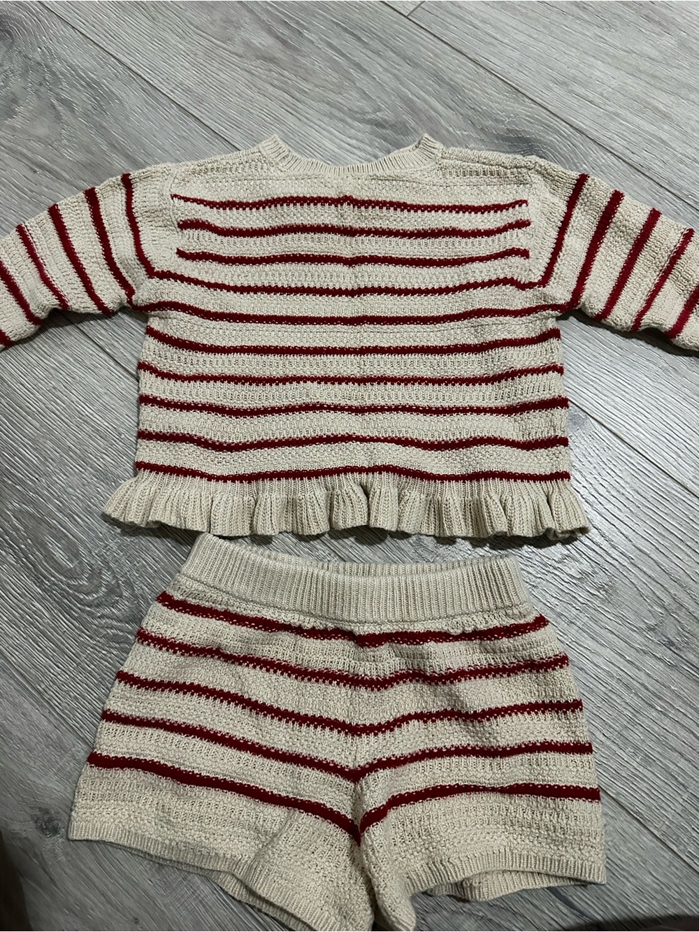 J. Crew Cream Sweater with Red Stripes